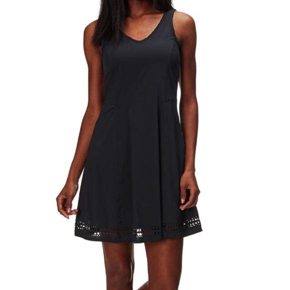 Toad and Co Sun-kissed Petal Dress. Black Sleeveless, Lace Hem, Recycled. UPF 50 - Picture 1 of 13
